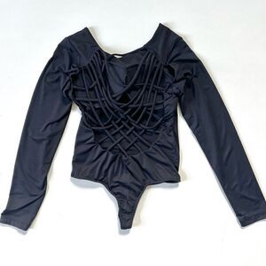 Babita Black Strappy Dance Bodysuit